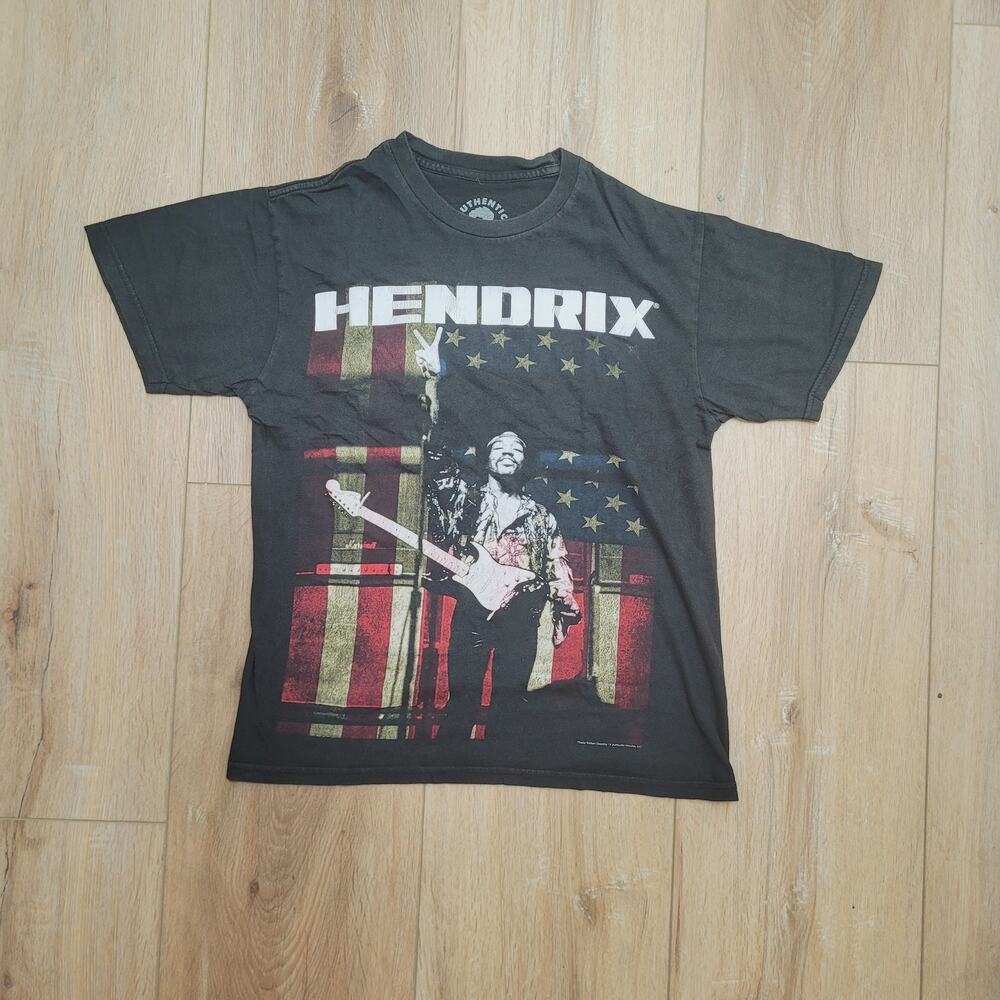 Jimi Hendrix T-Shirt Cropped Mens Small / Womens Medium American Flag Band Tee